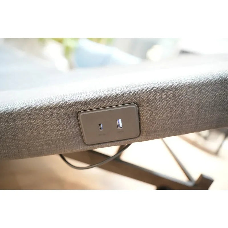 Base letto regolabile, luce sotto il letto e porta USB