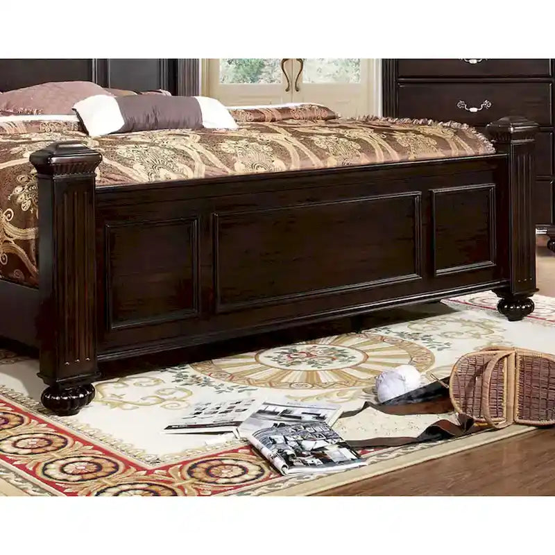 Vame - Letto a baldacchino matrimoniale tradizionale in legno di noce