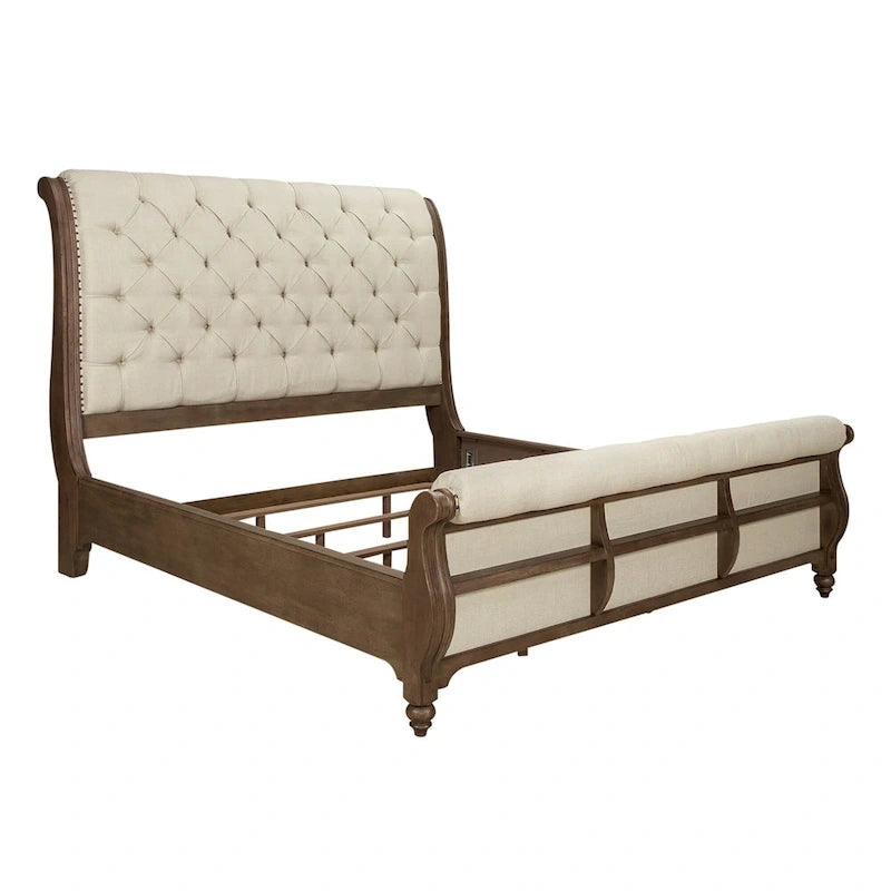 Letto a slitta king Americana Farmhouse color tortora polveroso