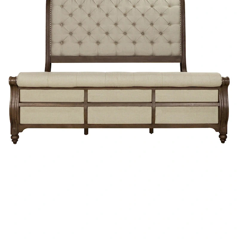 Letto a slitta king Americana Farmhouse color tortora polveroso