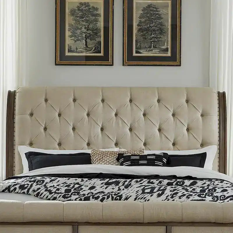Letto a slitta king Americana Farmhouse color tortora polveroso