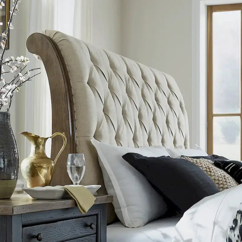 Letto a slitta king Americana Farmhouse color tortora polveroso