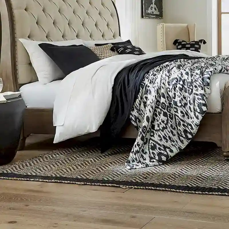 Letto a slitta king Americana Farmhouse color tortora polveroso