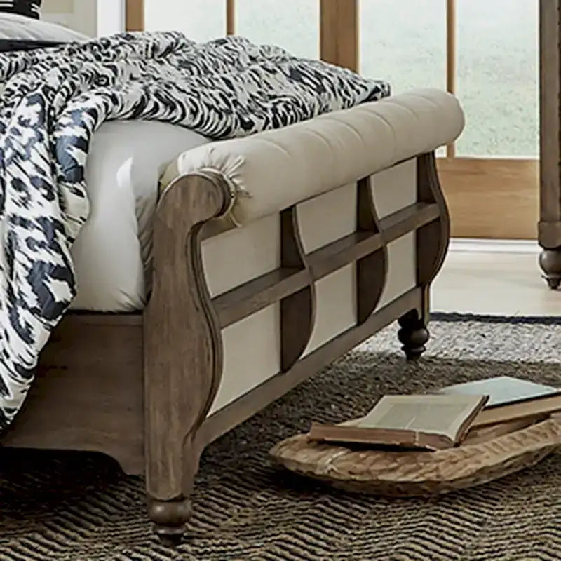 Letto a slitta king Americana Farmhouse color tortora polveroso
