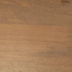 Sgabello da banco Conan con seduta in legno massiccio marrone medio e telaio in metallo nero - 15,0L x 16,0P x 25,0A