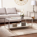   Pullman Rectangle Mirrored Coffee Table with Glass Top and Shelf