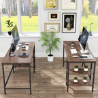 Scrivania per computer con scaffali portaoggetti, workstation da studio per ufficio domestico industriale reversibile