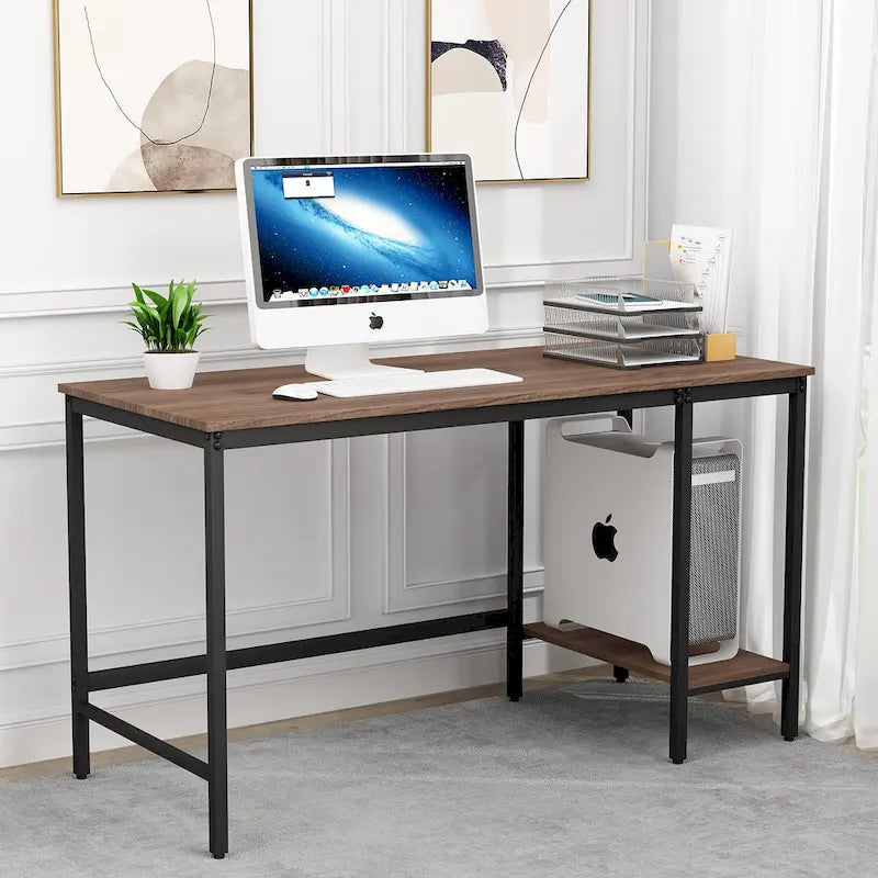 Scrivania per computer con scaffali portaoggetti, workstation da studio per ufficio domestico industriale reversibile
