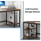 Scrivania per computer con scaffali portaoggetti, workstation da studio per ufficio domestico industriale reversibile