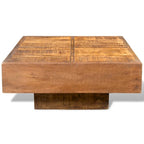 Tavolino da salotto marrone quadrato in legno massello di mango - 27 x 27 x 12