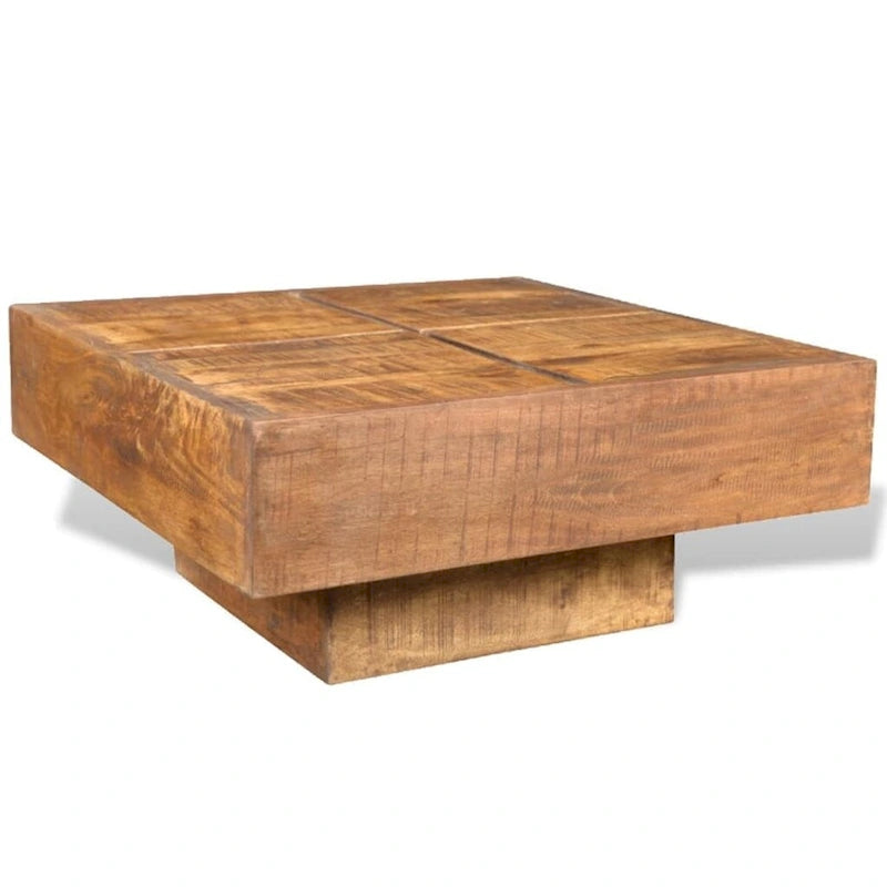 Tavolino da salotto marrone quadrato in legno massello di mango - 27 x 27 x 12