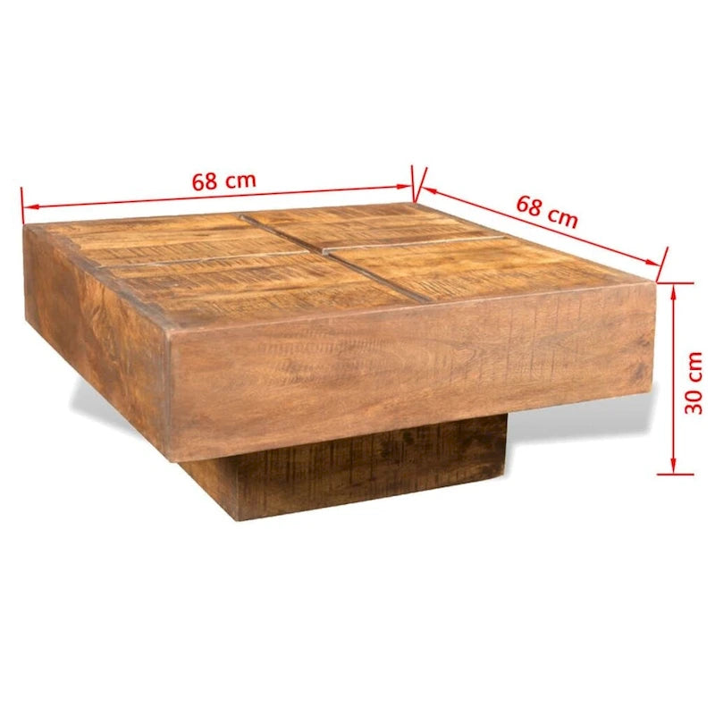 Tavolino da salotto marrone quadrato in legno massello di mango - 27 x 27 x 12