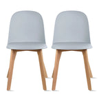 Set di 2 sedie da pranzo senza braccioli, seduta in plastica, gambe in legno per cucina, scrivania o computer