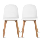 Set di 2 sedie da pranzo senza braccioli, seduta in plastica, gambe in legno per cucina, scrivania o computer