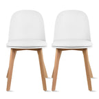 Set di 2 sedie da pranzo senza braccioli, seduta in plastica, gambe in legno per cucina, scrivania o computer