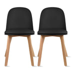 Set di 2 sedie da pranzo senza braccioli, seduta in plastica, gambe in legno per cucina, scrivania o computer