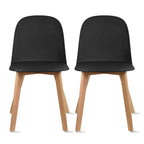 Set di 2 sedie da pranzo senza braccioli, seduta in plastica, gambe in legno per cucina, scrivania o computer