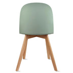 Set di 2 sedie da pranzo senza braccioli, seduta in plastica, gambe in legno per cucina, scrivania o computer