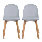 Set di 2 sedie da pranzo senza braccioli, seduta in plastica, gambe in legno per cucina, scrivania o computer
