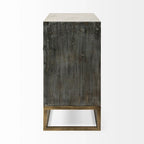 Credenza Genevieve I con impiallacciatura in abete grigio, struttura in ferro e 3 cassetti - 39.0L x 15.7W x 30.9H