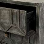 Credenza Genevieve I con impiallacciatura in abete grigio, struttura in ferro e 3 cassetti - 39.0L x 15.7W x 30.9H
