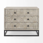 Credenza Genevieve I con impiallacciatura in abete grigio, struttura in ferro e 3 cassetti - 39.0L x 15.7W x 30.9H