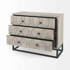 Credenza Genevieve I con impiallacciatura in abete grigio, struttura in ferro e 3 cassetti - 39.0L x 15.7W x 30.9H