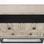 Credenza Genevieve I con impiallacciatura in abete grigio, struttura in ferro e 3 cassetti - 39.0L x 15.7W x 30.9H