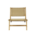 Poltrona lounge senza braccioli Hartley Mid-Century Modern in legno con erba marina intrecciata, colore naturale di
