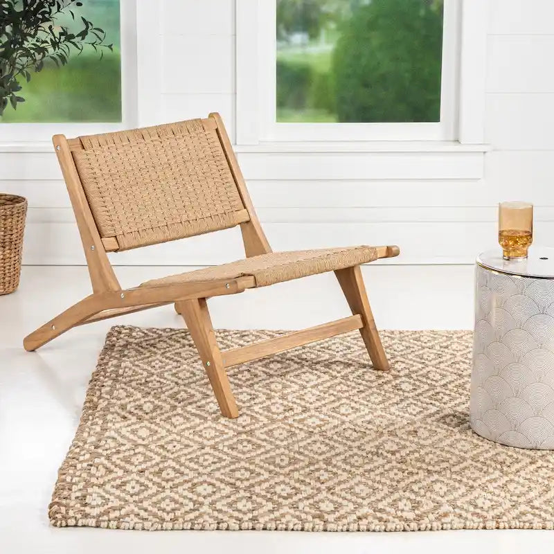 Hartley Mid-Century Modern Woven Seagrass Wood Armless Lounge Chair, Natural by  
