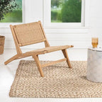 Hartley Mid-Century Modern Woven Seagrass Wood Armless Lounge Chair, Natural by  