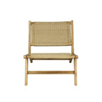 Poltrona lounge senza braccioli Hartley Mid-Century Modern in legno con erba marina intrecciata, colore naturale di