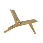 Poltrona lounge senza braccioli Hartley Mid-Century Modern in legno con erba marina intrecciata, colore naturale di