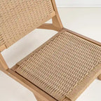 Poltrona lounge senza braccioli Hartley Mid-Century Modern in legno con erba marina intrecciata, colore naturale di