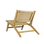 Poltrona lounge senza braccioli Hartley Mid-Century Modern in legno con erba marina intrecciata, colore naturale di