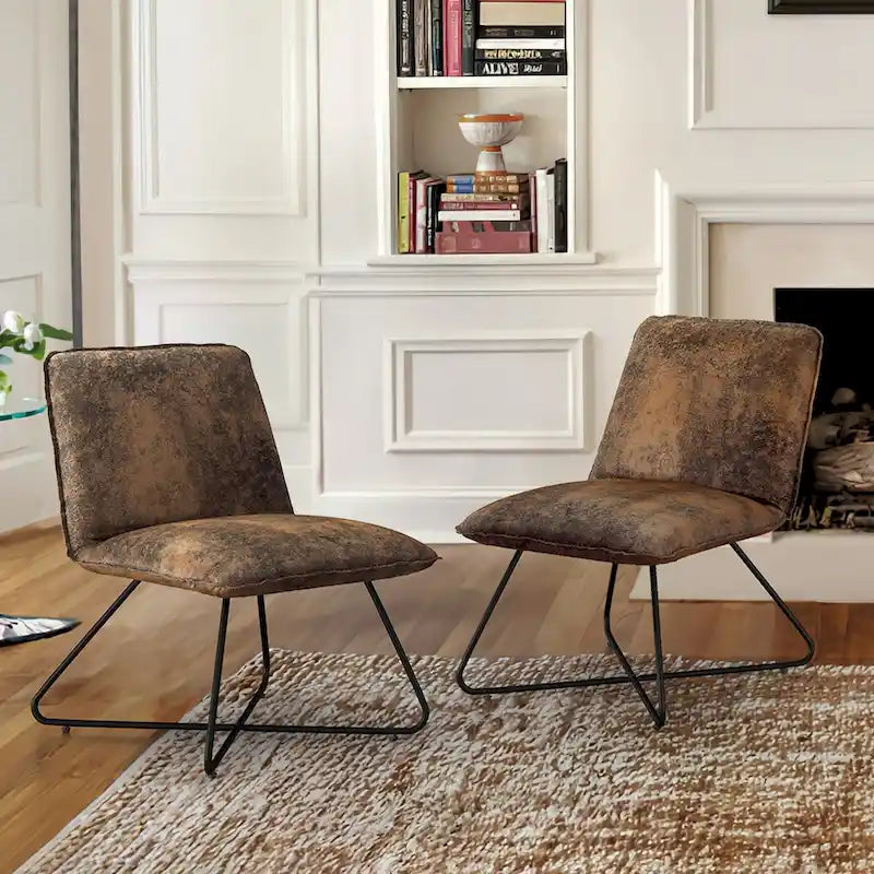 Sedia d'Appoggio in Similpelle Mid-Century con Schienale Regolabile Set da 2 - 31,5 A X 22,2 L X 23,6 P