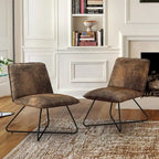 Sedia d'Appoggio in Similpelle Mid-Century con Schienale Regolabile Set da 2 - 31,5 A X 22,2 L X 23,6 P