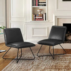 Sedia d'Appoggio in Similpelle Mid-Century con Schienale Regolabile Set da 2 - 31,5 A X 22,2 L X 23,6 P