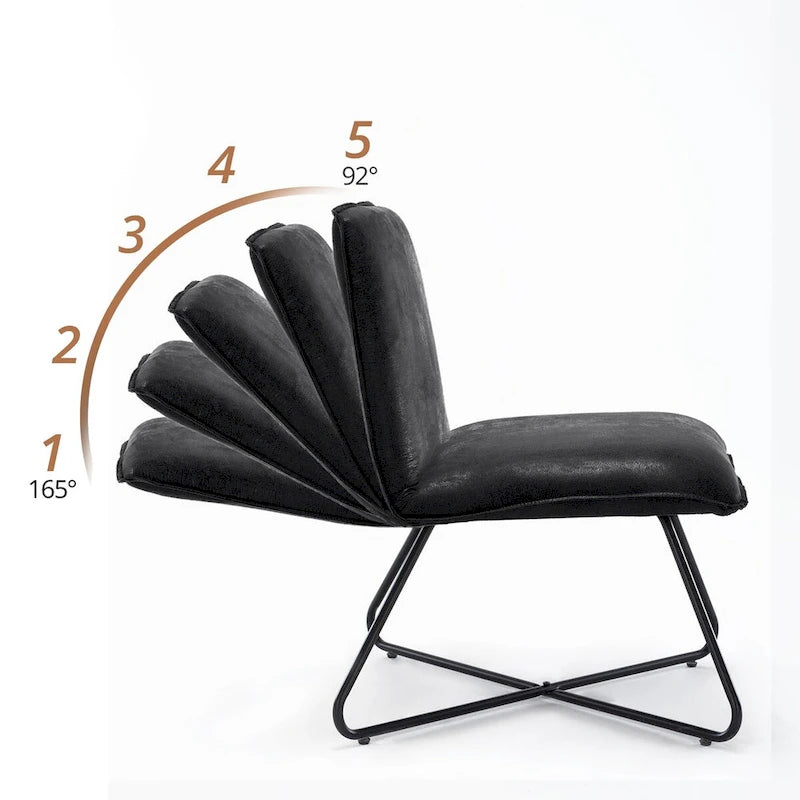 Sedia d'Appoggio in Similpelle Mid-Century con Schienale Regolabile Set da 2 - 31,5 A X 22,2 L X 23,6 P
