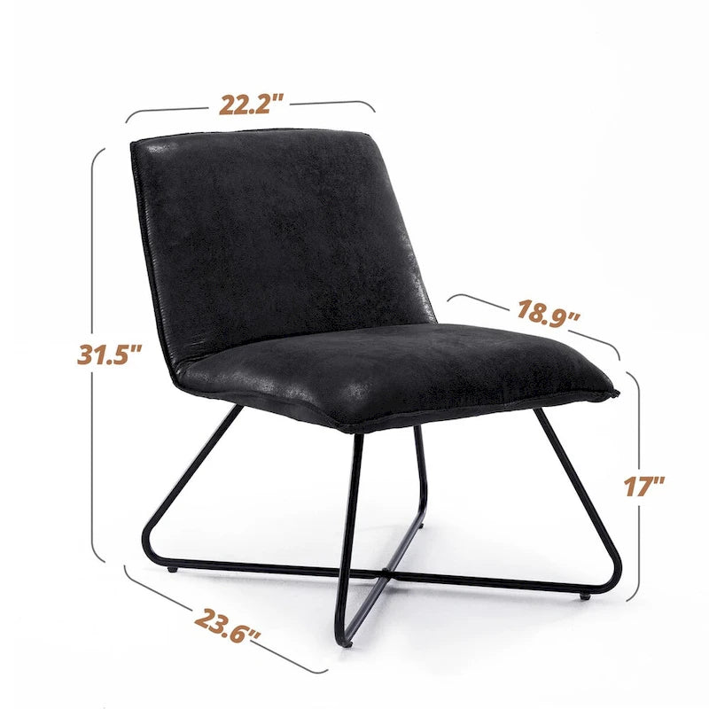 Sedia d'Appoggio in Similpelle Mid-Century con Schienale Regolabile Set da 2 - 31,5 A X 22,2 L X 23,6 P