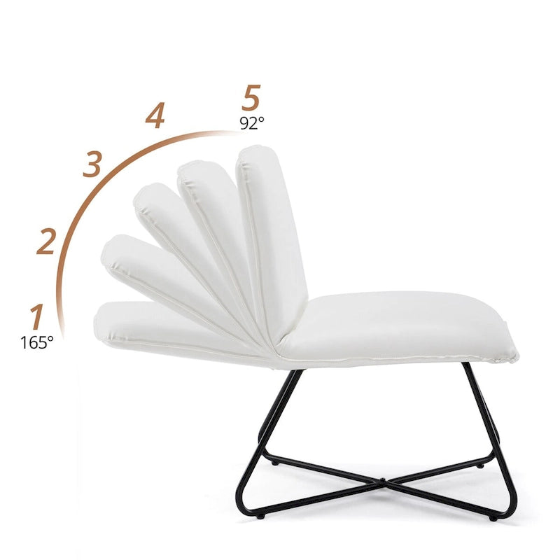 Sedia d'Appoggio in Similpelle Mid-Century con Schienale Regolabile Set da 2 - 31,5 A X 22,2 L X 23,6 P