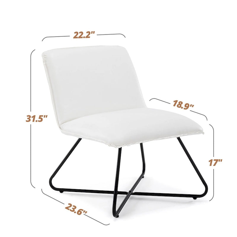 Sedia d'Appoggio in Similpelle Mid-Century con Schienale Regolabile Set da 2 - 31,5 A X 22,2 L X 23,6 P
