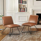 Sedia d'Appoggio in Similpelle Mid-Century con Schienale Regolabile Set da 2 - 31,5 A X 22,2 L X 23,6 P