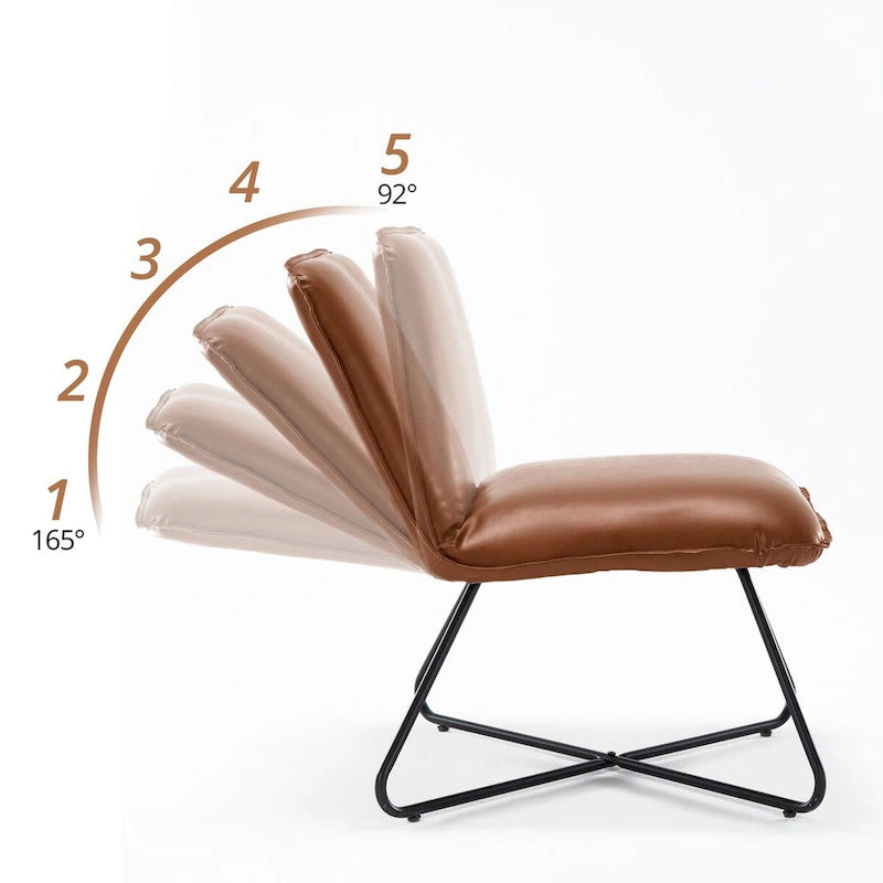 Sedia d'Appoggio in Similpelle Mid-Century con Schienale Regolabile Set da 2 - 31,5 A X 22,2 L X 23,6 P