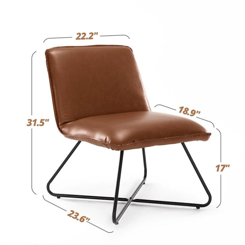 Sedia d'Appoggio in Similpelle Mid-Century con Schienale Regolabile Set da 2 - 31,5 A X 22,2 L X 23,6 P