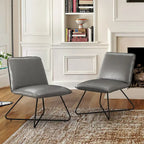 Sedia d'Appoggio in Similpelle Mid-Century con Schienale Regolabile Set da 2 - 31,5 A X 22,2 L X 23,6 P