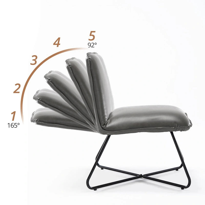 Sedia d'Appoggio in Similpelle Mid-Century con Schienale Regolabile Set da 2 - 31,5 A X 22,2 L X 23,6 P