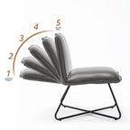 Sedia d'Appoggio in Similpelle Mid-Century con Schienale Regolabile Set da 2 - 31,5 A X 22,2 L X 23,6 P