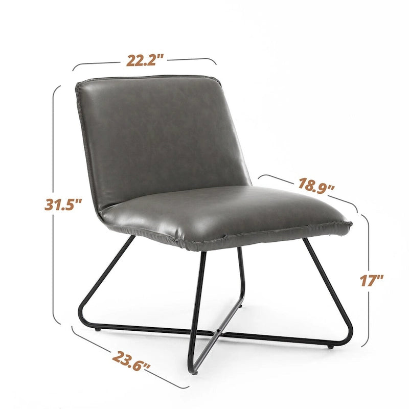 Sedia d'Appoggio in Similpelle Mid-Century con Schienale Regolabile Set da 2 - 31,5 A X 22,2 L X 23,6 P