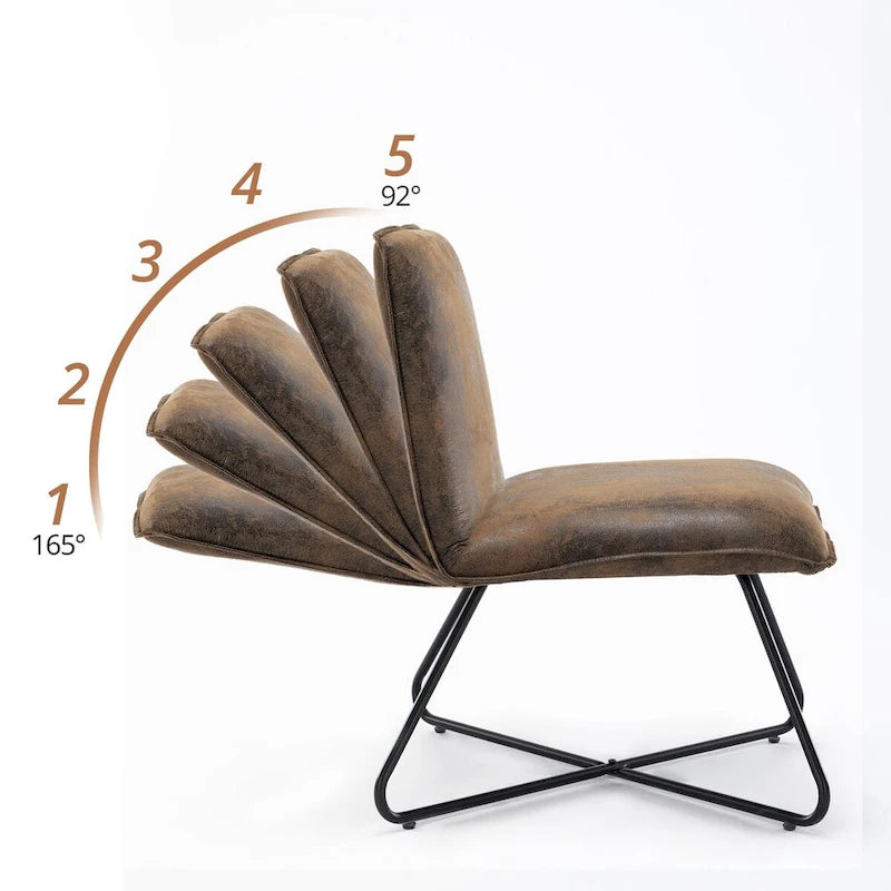 Sedia d'Appoggio in Similpelle Mid-Century con Schienale Regolabile Set da 2 - 31,5 A X 22,2 L X 23,6 P
